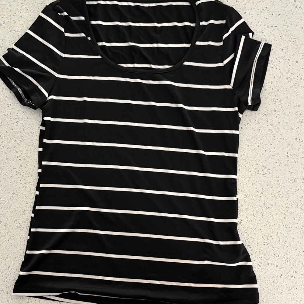 SHEIN Black and White Striped Blouse